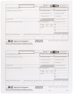 W2 Forms 2022, 4 de peça Formulários de imposto, 25 funcionários do Kit of Laser Forms, compatíveis com QuickBooks e Software