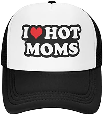 I Love Heart Hot Moms Hat Unisex Chapéus de caminhão de caminhão adulto para adultos Caps de pesca clássicos