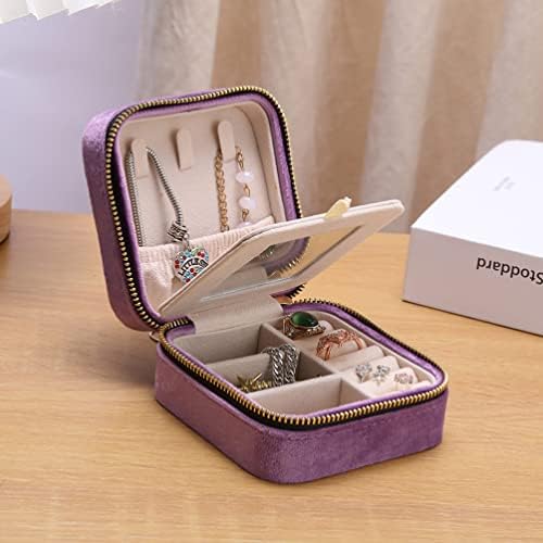 Zerodeko Jewelry Travel Organizer Mini Jewelry Box com espelho Jewelry Case Jewelry Caixa de anel de cotovel