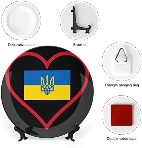 Eu amo o uso de pratos decorativos de placas decorativas do BONE RED CORAÇÃO Ucraniano com Display Stand for Home Office Wall Decoration