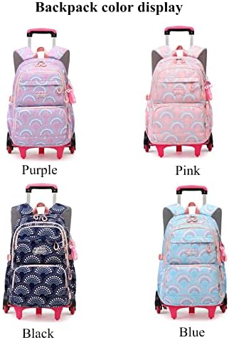 Mfikaryi Girls Rolling Backpack Estudante Elementar OUTRILHOUR LIVRO TROLLEY BAG BOOKBA com rodas