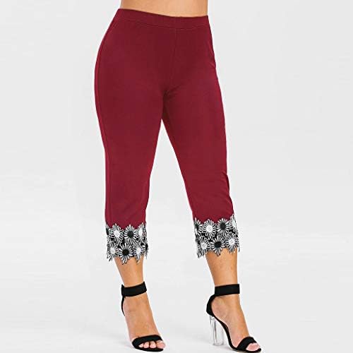 Mulheres Capri Yoga Leggings High Chaist Batemy Control 7/8 Leggings Sports Bike shorts Lace Flower Print Athletic Pants