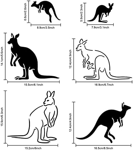 Mayjoydiy Kangaroo estêncil 11,8 × 11,8 Pintura de animais Estêncils de canguru com bebê em bolsa de bolsa reutilizável para DIY-Decor,