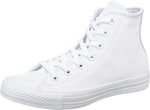 Converse Men Chuck Taylor All Star Leather High Top Sneaker, Monocromo Branco, 5.5