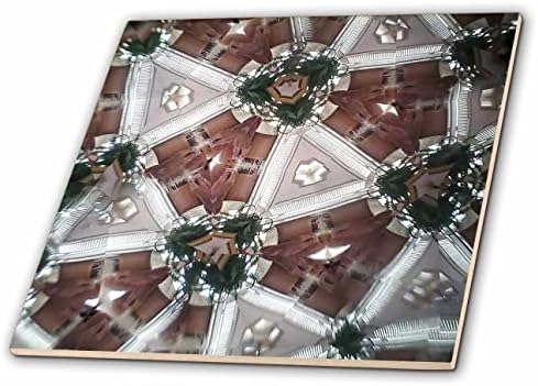 Imagem 3drose de círculos verdes profundos sobre mandala de padrão de taupe e marrom - telhas