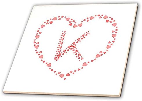 3drose rosa corações do dia dos namorados monograma elegante. Chic K - azulejos