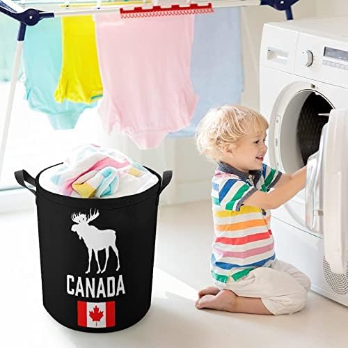 Cesta de lavanderia de bandeira do Canada Moose com lavanderia de cordão para o fechamento de lavanderia Sacos de armazenamento