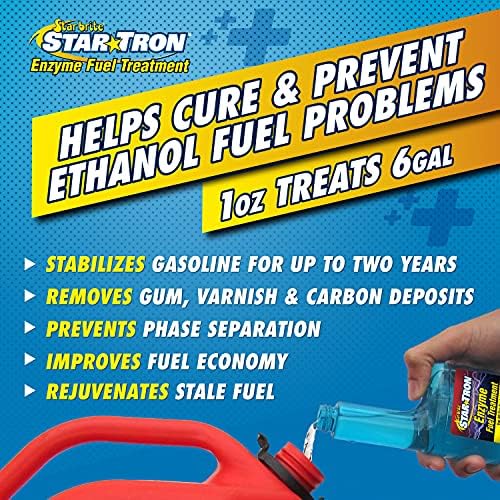 Estrela Brite Star Tron enzima Tratamento de combustível sef fórmula de gasolina - 1 oz. Trata 6 galões - 8 oz azul