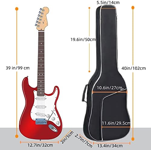 Gigkouki Bag de guitarra elétrica de 39 polegadas Bolsa de gig 0,4 polegadas 10mm mochila acolchoada capa de guitarra preta com