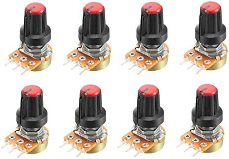 UXCELL 8PCS 5K OHM Resistores variáveis ​​Turn Rotária Filme de carbono Rotentiômetro de atingimento com botões