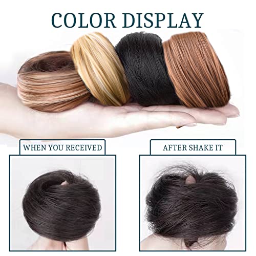 VAAJEE MESSO BUN Hair Hair Pedaço 4pcs Diferentes estilo de praia de cabelo loiro bun peças de cabelo extensões de rabo de