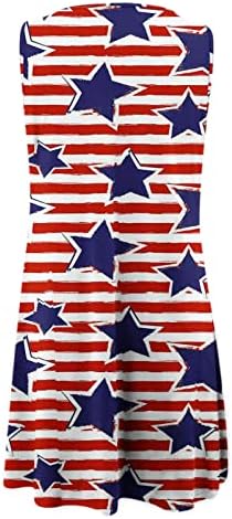 4 de julho Vestidos para mulheres vestido de praia de verão casual bandeira americana bandeja de mão mangueira o j-deco