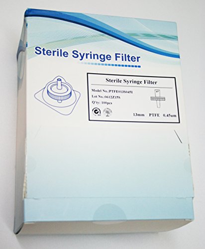 Eco -Sensa® PTFE013S045I PTFE hidrofílico PTFE 13mm 0,45um Filtro de seringa - esterilizado embalado individualmente - 10
