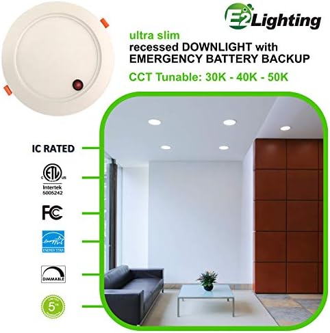 E2 Iluminação Led Downlight 6 polegadas | 16W Dimmable W/ 90 min Backup de bateria de emergência | LUZ RESPONDIDADA LED