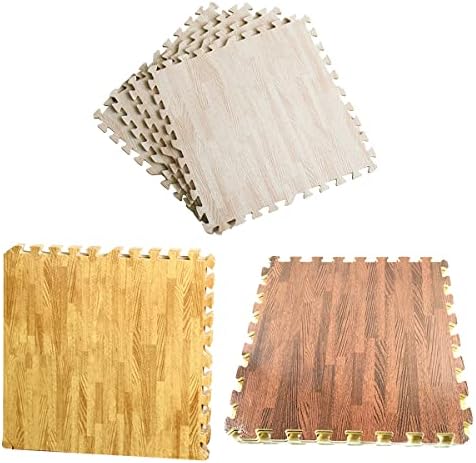 ECYC 20 PCs 11.81x11.81x0,39 polegadas de madeira de piso de grão de madeira, eva entrelaçar tapetes de piso de espuma as crianças