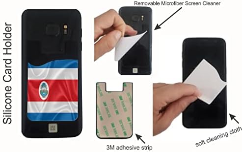 Design de bandeira da Costa Rica - Bolsa de carteira de cartão de crédito adesiva de silicone 3M para casas de telefone para iPhone/Galaxy Android