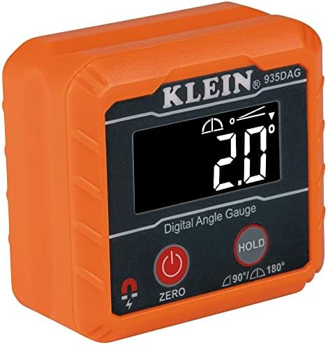 Klein Tools 935Dag Nível eletrônico e medidor de ângulo digital, mede 0 - 90 e 0 - 180 graus intervalos, mede e define os
