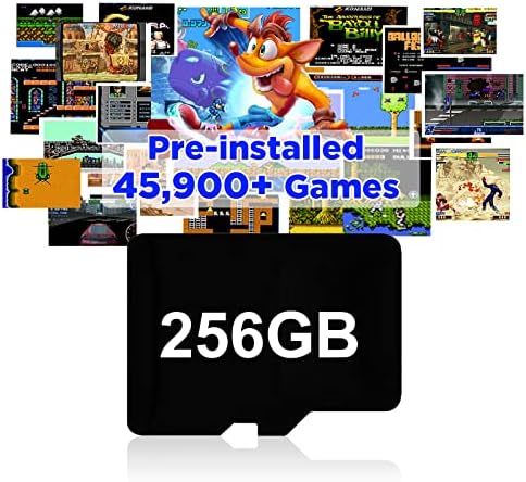 Cartão de jogo com 48800+ Retro Game, 512g SD Card pré-instalado 70+ emuladores compatíveis com PSP/PS1/N64/DC/MAME, cartão de memória com sistema de jogo, usado para console de jogos/Console de emulador/caixa de jogo