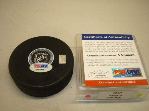 Nikolaj Ehlers assinou assinou jatos de hóquei winnipeg puck autografado PSA/DNA COA 1E - Pucks autografados da NHL