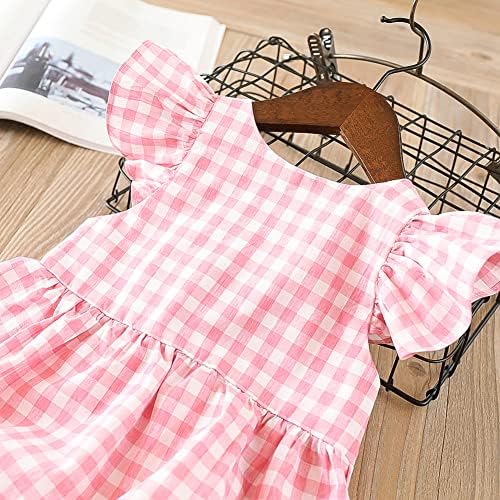 AGQT MENINAS MENINAS DRESSÃO DO PLAIDO DA MUNDA GINGHAM DRESSÃO DO VENHO DA PRIMEIRA DO SUMPRIM