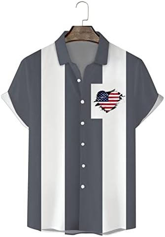BMISEGM Mens Camisas de treino Menina Men bandeira do dia da independência Moda personalizada Botão de lapela camiseta camiseta