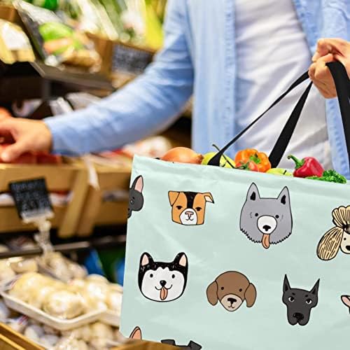 Reutilizável Shopping Shopping Doodle Dog portátil Dobring Picnic Grocery Bags