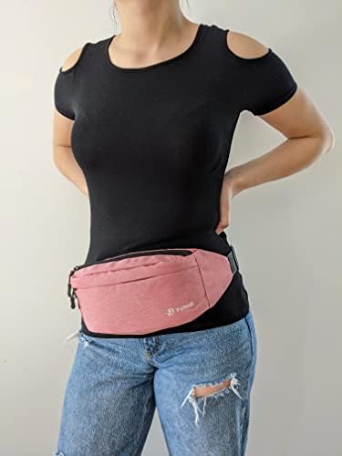 Bolsa de cinto grande, pacote de fãs crossbody com bolsos de 3 zíper, cintura ajustável 34 - 49, lavável máquina, resistente a Watter, para qualquer atividade física.