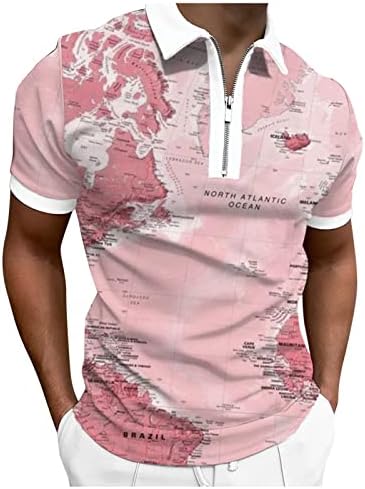 Camisa de camiseta casual de camiseta masculina Camisa de golfe retro Rua ao ar livre Mangas curtas Roupas de impressão de botão de botão