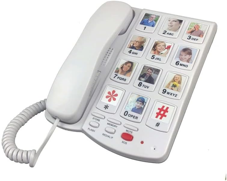 LhllHl Big Button Cord Phone para idosos, Big Button Lineflel para idosos, com tecla de memória de imagem substituível, amplificador