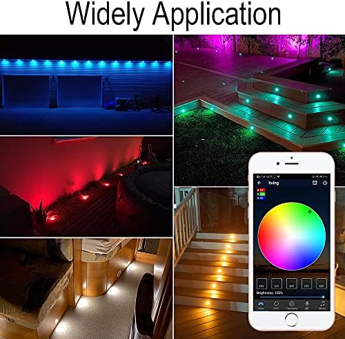 Kit de luzes de deck LED, 30pcs φ1.22 Wi-Fi sem fio Controle de smartphone de baixa tensão RGBW Lâmpada de deck RGBW Iluminação