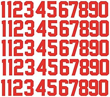 FanBrilliant 0 a 9 Números brancos 55 peças 2 polegadas de altura para camiseta esportiva Ferro de camiseta em números