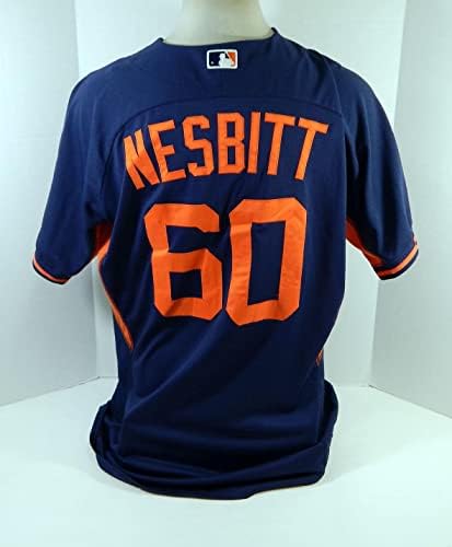 2014 Detroit Tigers Angel Nesbitt 60 Game usado na Marinha Jersey ST BP 958 - Jerseys MLB usada para jogo MLB