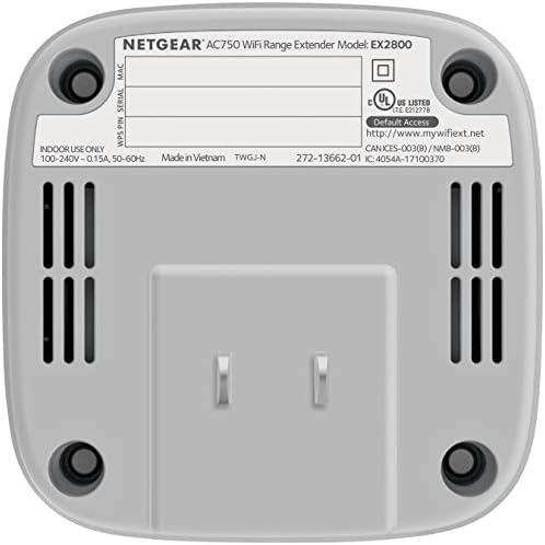 Extender da faixa de Wi -Fi NetGear Ex2800 - Cobertura de até 1200 pés quadrados. e 20 dispositivos, WiFi Extender AC750