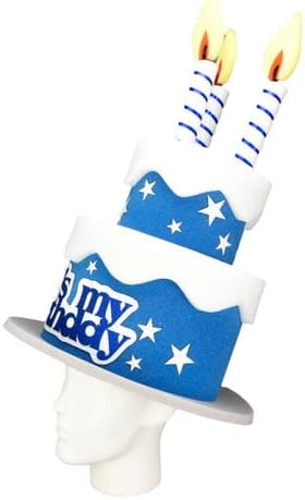 Chapéus de festa de espuma Homates engraçados e femininos de festas de bolo de aniversário, tamanho adulto, azul