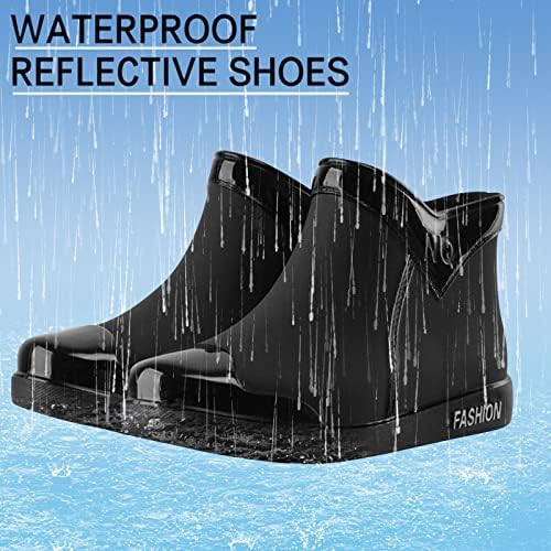 Botas de chuva para mulheres tornozelo, botas de chuva para mulheres, sapatos de chuva leves e elegantes e sapatos de trabalho