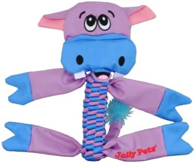Jolly Pets Animal Flathead Tug/Squeak Dog Toy, Hippo; Grande