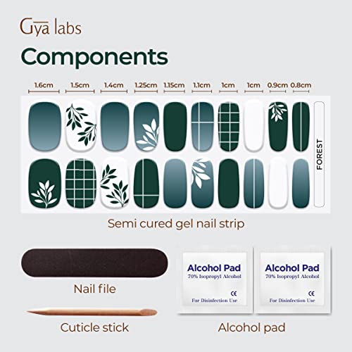 Conjunto de adesivos de unhas Gya Labs - unhas duradouras para mulheres - tiras de unhas de gel semi -curadas - adesivos