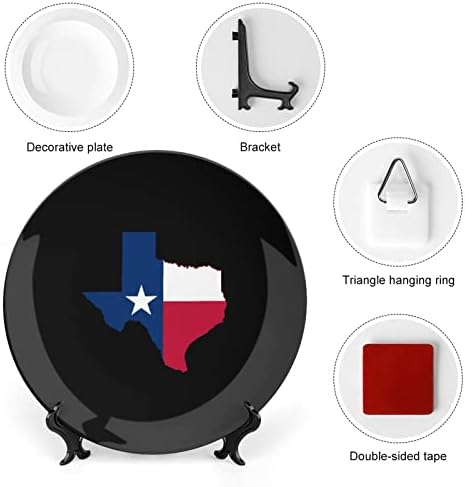 Mapa de bandeira do estado do Texas Placa decorativa de osso vintage com exibição Cute Plate Gift Home Decor