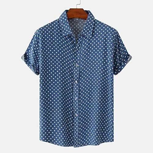 Homens de manga curta Camisa de praia Polca casual Dot Summer camiseta de lapela de lapela tops de botão solta botão