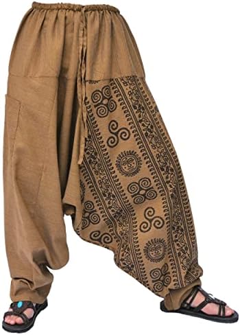 Calças de harém siamrose para homens e mulheres, calças folgadas, calças aladdin, calças de ioga, tamanho único
