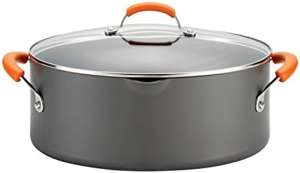 Rachael Ray Brights Hard Anodized Nontick Pasta Pot / Stockpot / Stock Pote - 8 Quart, Gray