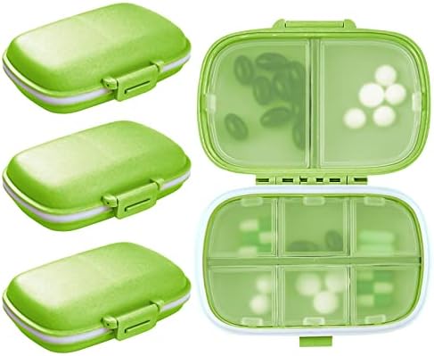 4pcs Travel Pill Organizer, 8 compartimentos capa portátil de comprimidos, caixa de comprimidos pequena para bolso