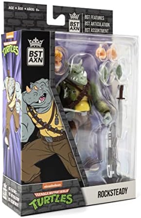 Os súditos leais bst bst Axn Teenage Mutant Ninja Turtles Figura Rocksteady 5 com acessórios, multicolorida