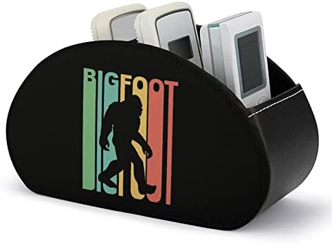Retro Bigfoot Remote Control titular com 5 compartimentos PU Couro multifuncional Caixa de organizador de desktop de caddy para