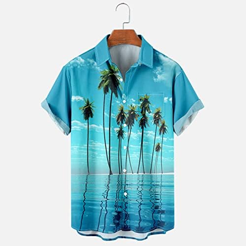 Camisa havaiana de flores masculinas de manga curta camisetas tropicais camisa aloha de férias de férias de praia casual camisas de férias