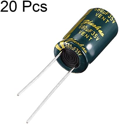 Capacitor eletrolítico radial de alumínio UXCELL Baixo ESR verde com 680UF 35V 105 Celsius Life 3000H 10 x 17 mm de alta