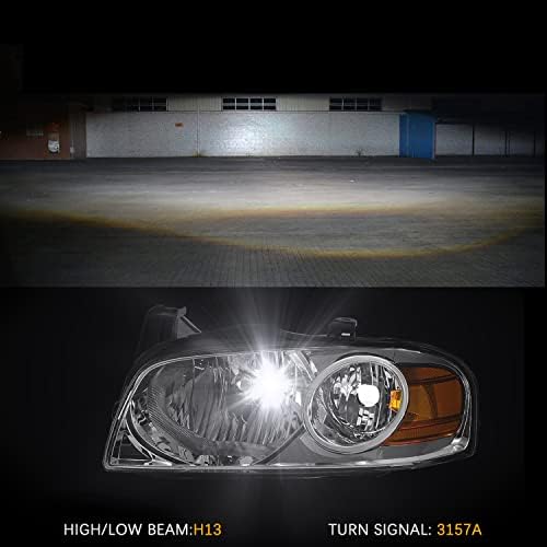Byght Headlight Par de montagem compatível com 2004-2006 Nissan Sentra Chrome Housing Smoke Lens & Amber Reflector