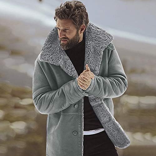 Casaco de inverno frio de Fsahjkee para homens capa de casaco sherpa desfalada para cima do casaco de lã de lã de gola