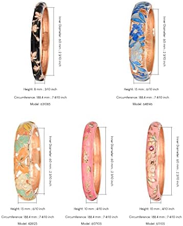 Ujoy Random Pack Cores de jóias de esmalte Conjunto de flores douradas gravado 10 PCs Cloisonne Bracelets em uma caixa