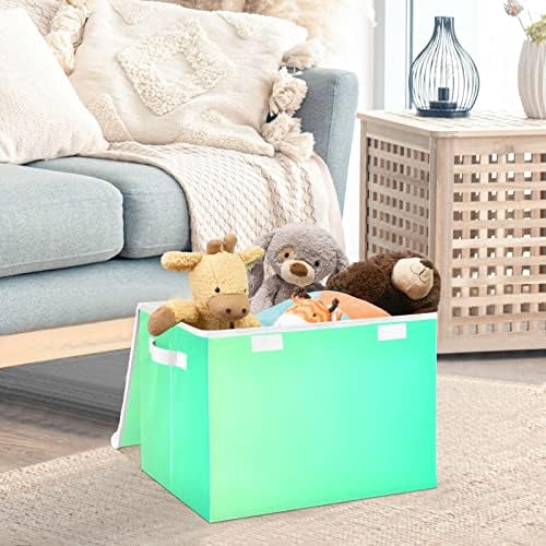 Innwgogo Green Gradient Storage Bins com tampas para organizar caixas de armazenamento dobráveis ​​com alças Oxford Ploth Storage Cube Box para sala de estar